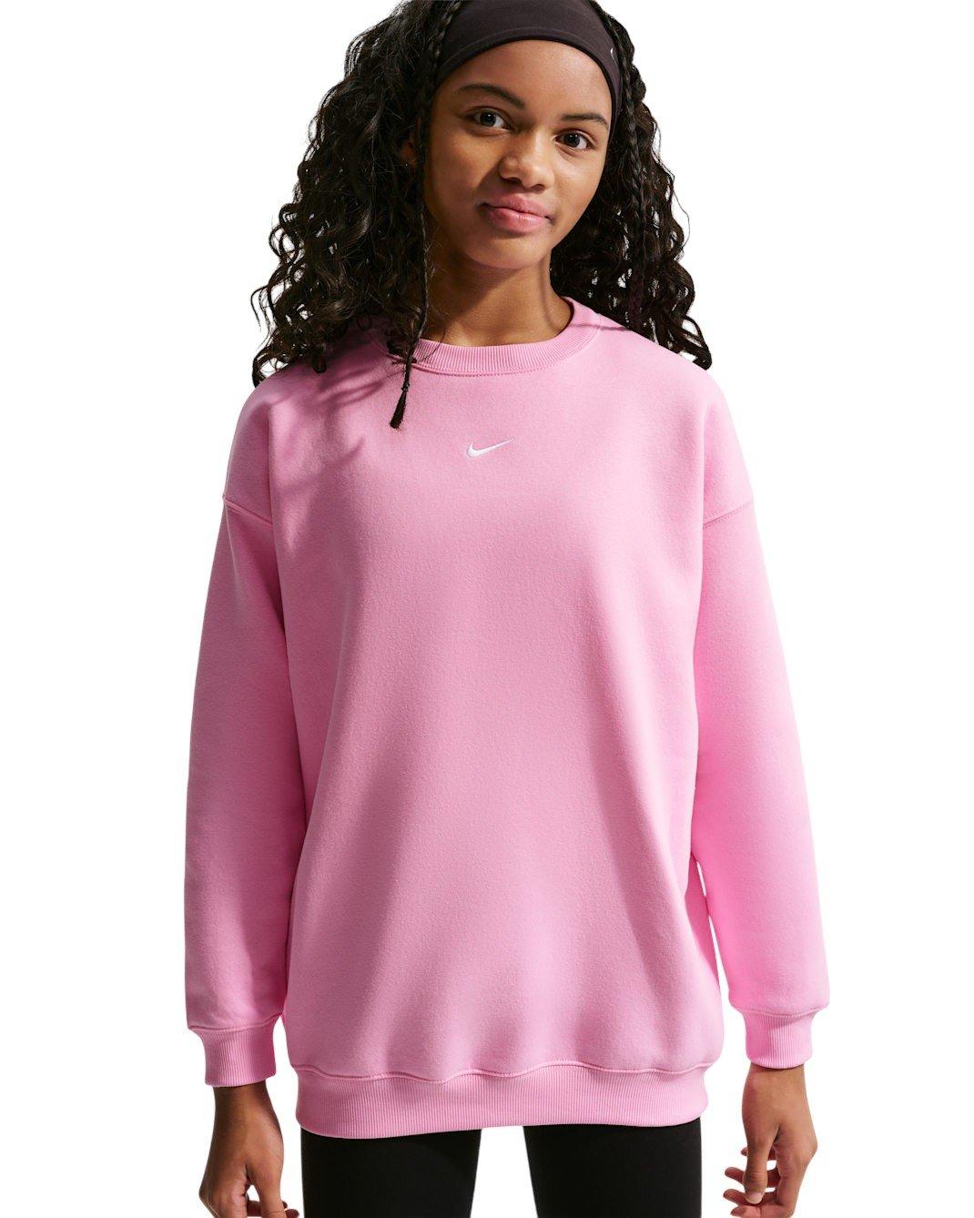 Nike Big Girls' Sportswear Studio Oversized Crewneck Sweatshirt - Pink - PINK